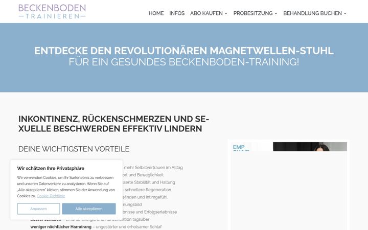Screenshot of beckenbodentrainieren.ch