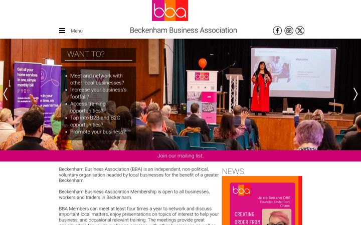 Screenshot of beckenhambusinessassociation.co.uk