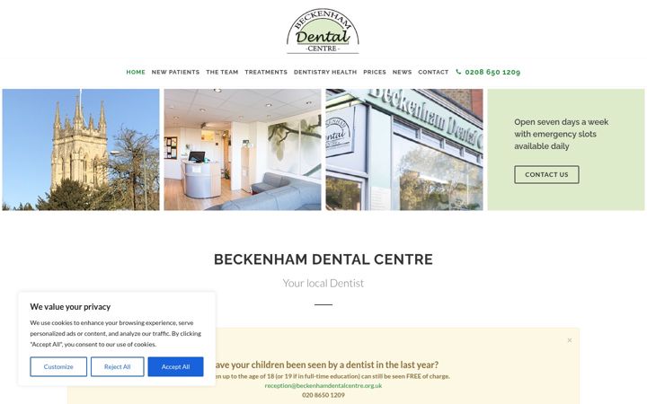 Screenshot of beckenhamdentist.co.uk