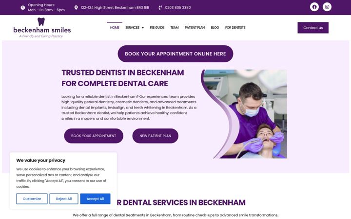 Captura de ecrã de beckenhamsmilesdental.co.uk