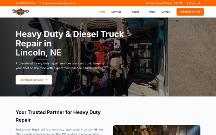 Screenshot of beckenhauerrepair.com