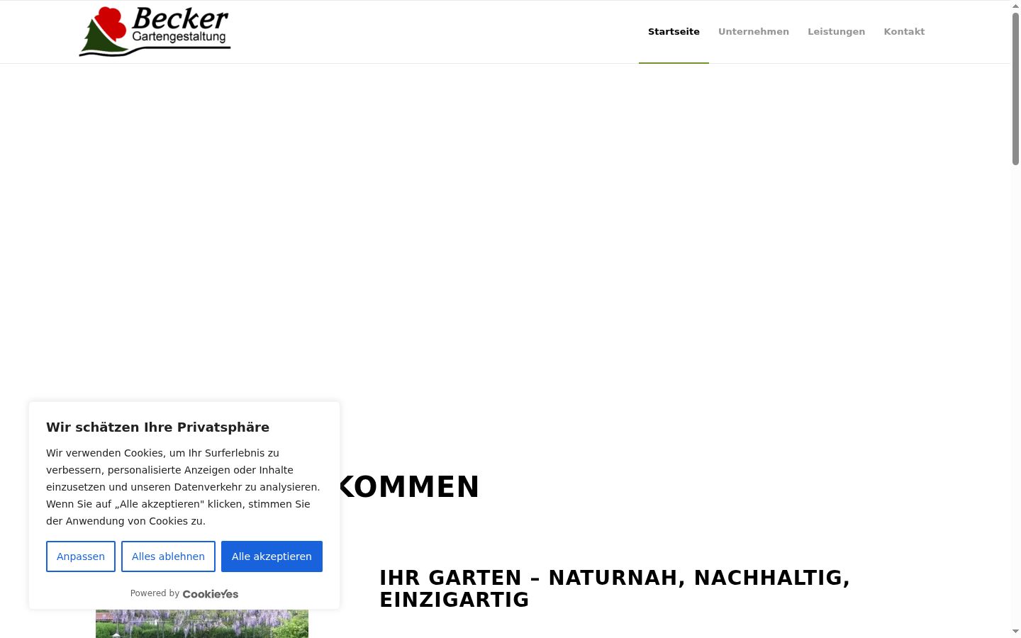 Screenshot del banner di consenso mostrato prima di qualsiasi interazione