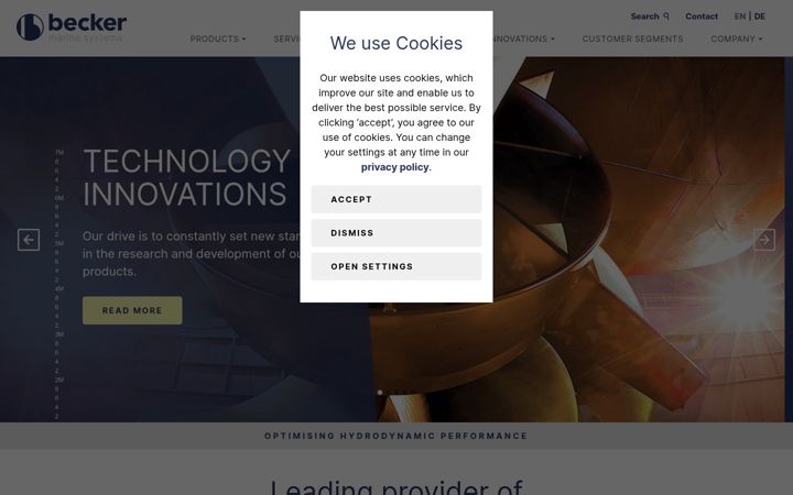 Screenshot of becker-marine-systems.com