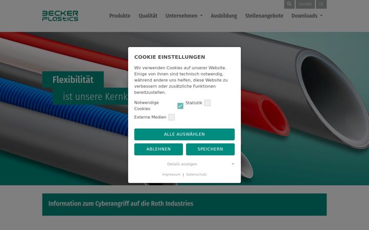 Zrzut ekranu becker-plastics.de