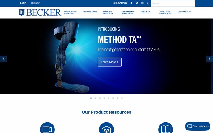Screenshot of beckerorthopedic.com