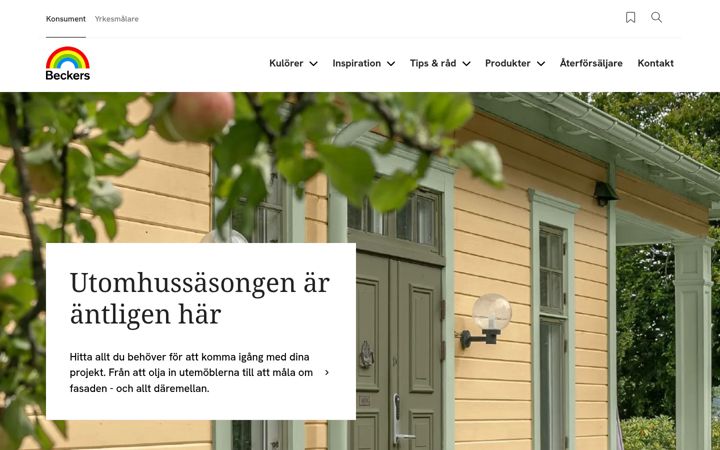 Screenshot of beckers.se