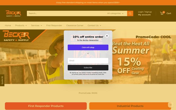 Screenshot of beckersafety.com