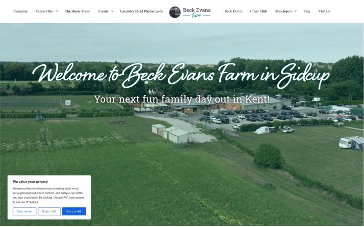 Captura de ecrã de beckevansfarm.co.uk