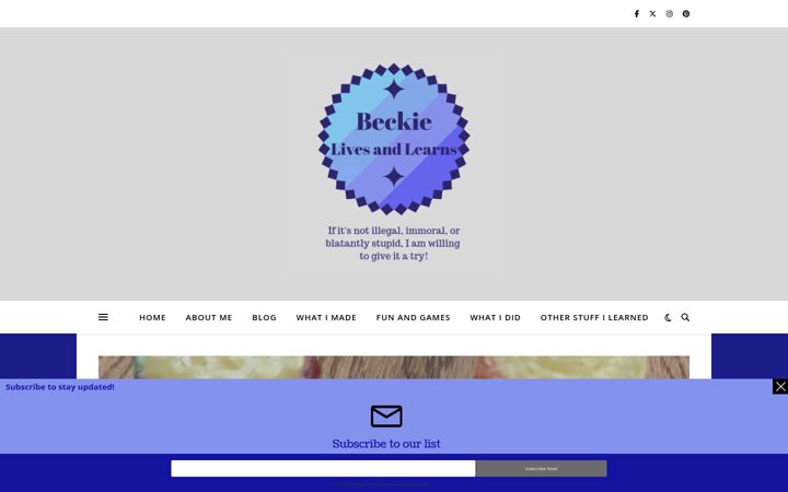 Screenshot of beckielivesandlearns.com