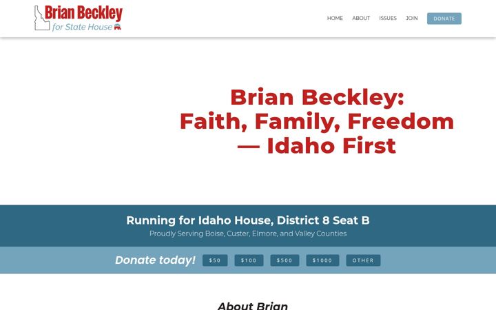 Screenshot of beckleyforidaho.com