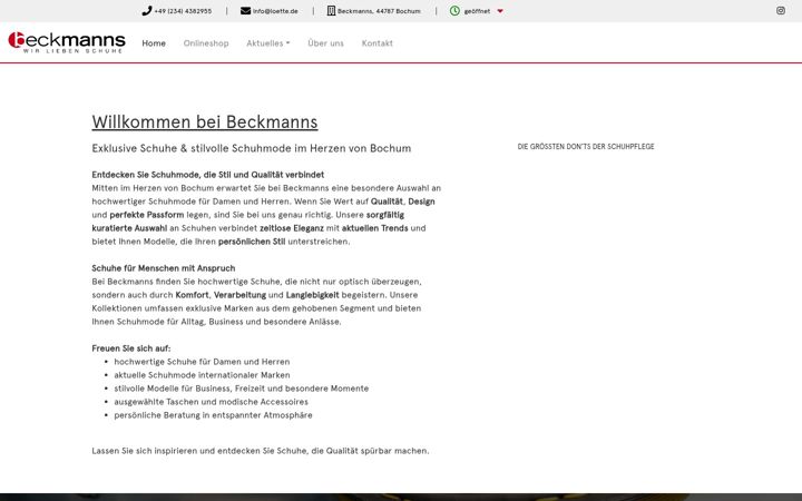 Screenshot of beckmanns-schuhe.de