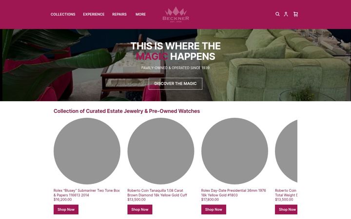 Screenshot of becknerjewelry.com