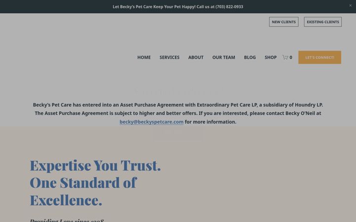 Screenshot of beckyspetcare.com