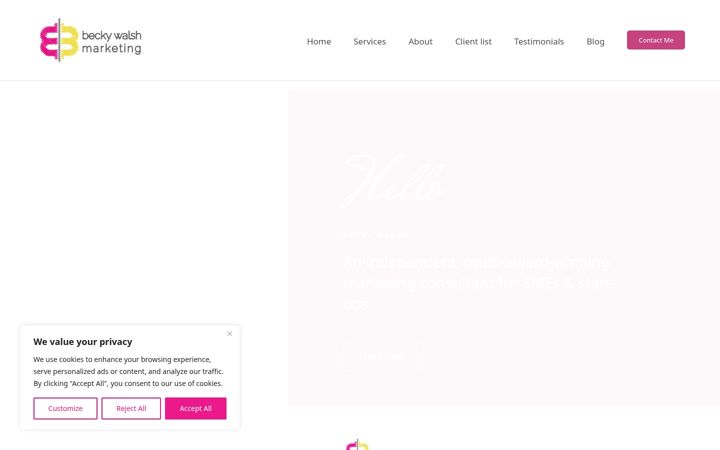 Screenshot of beckywalshmarketing.co.uk