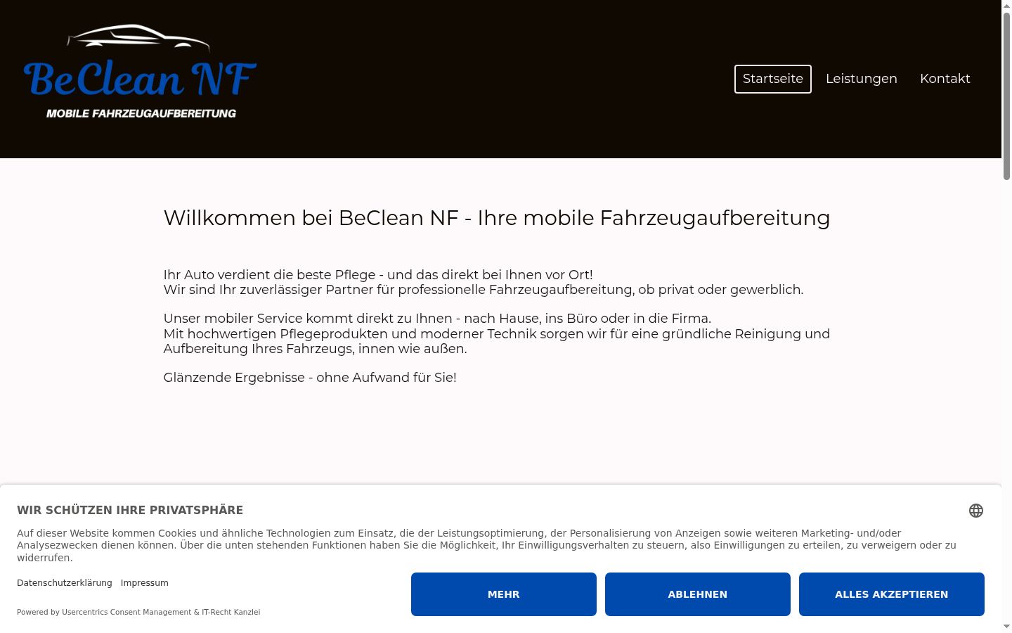 Skärmbild av samtyckesbannern som visades före någon interaktion