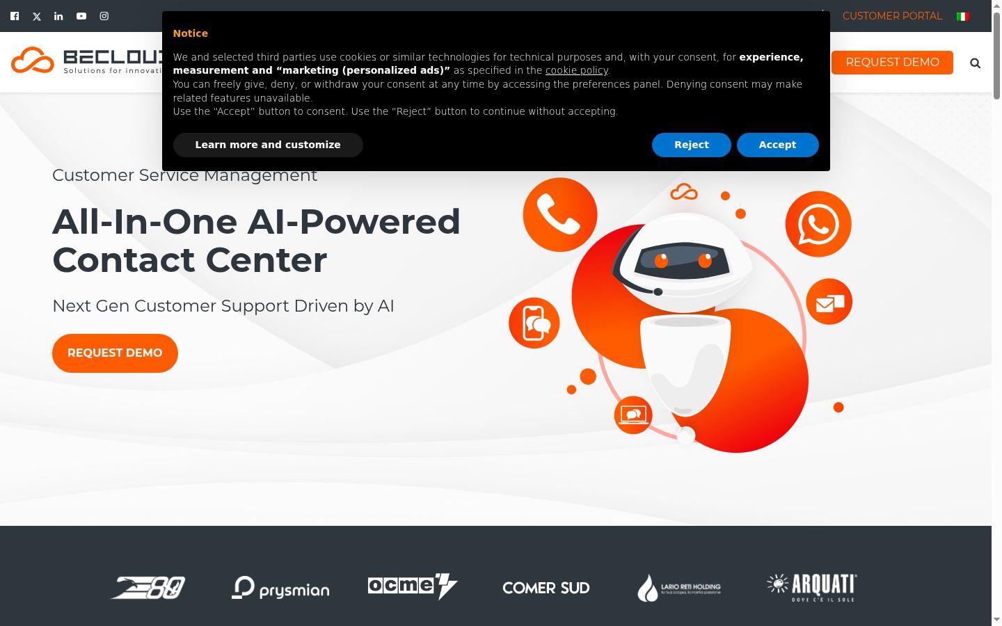 Screenshot of the consent banner shown before any interaction