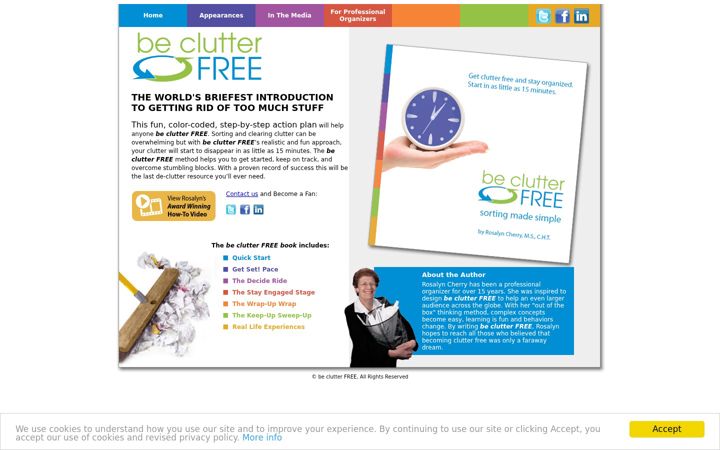 Screenshot of beclutterfreebook.com