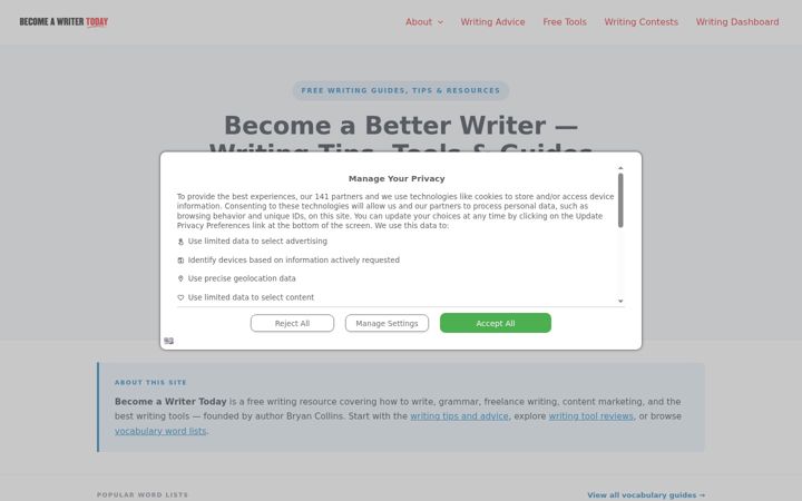 Screenshot of becomeawritertoday.com