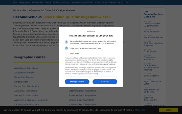 Screenshot του becomegenious-lernquiz.de