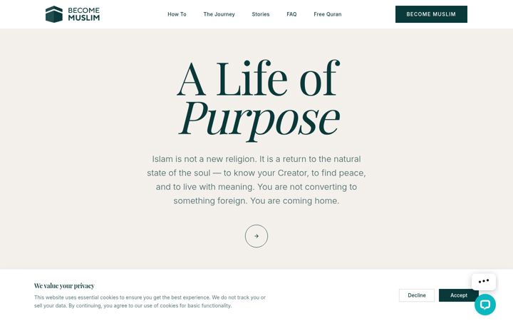 Screenshot of becomemuslim.com