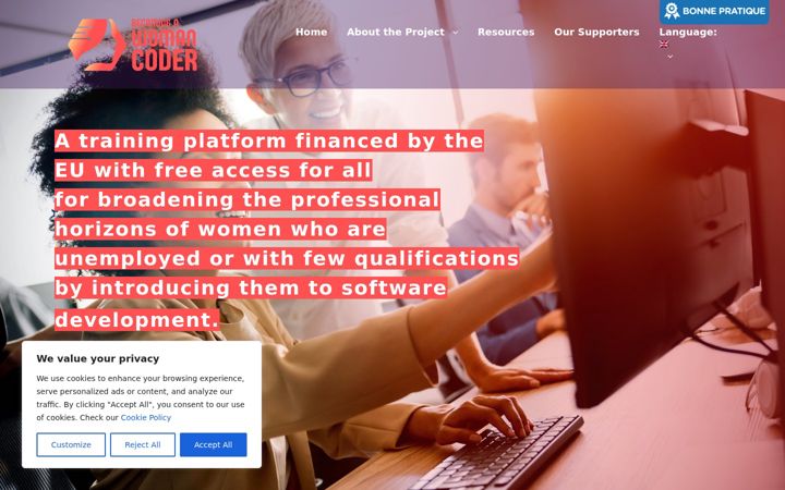 Snimka zaslona za becomewomancoder.eu