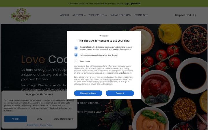 Screenshot of becomingachef.com