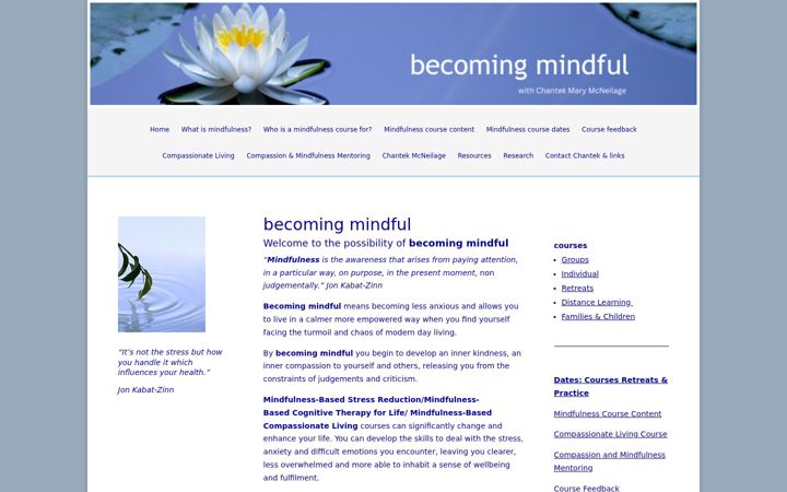 Screenshot von becomingmindful.co.uk