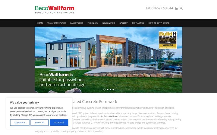 Screenshot of becowallform.co.uk