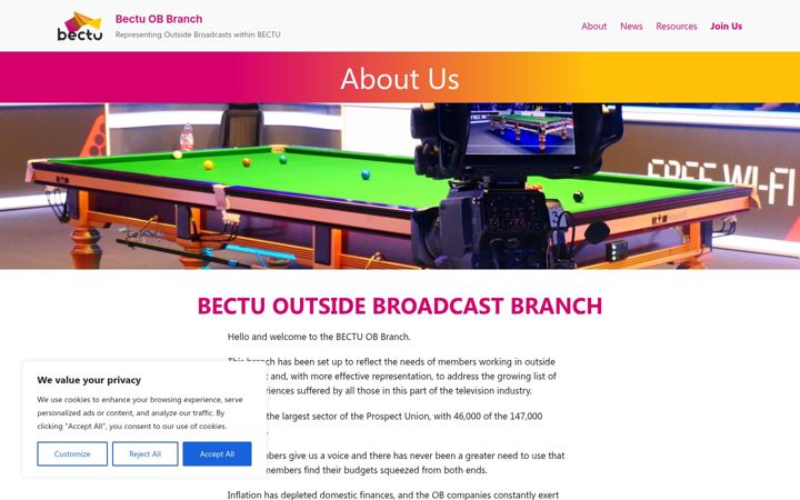 Screenshot of bectuob.org.uk