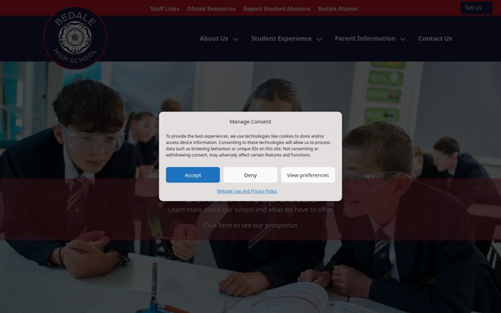 Screenshot von bedalehighschool.org.uk