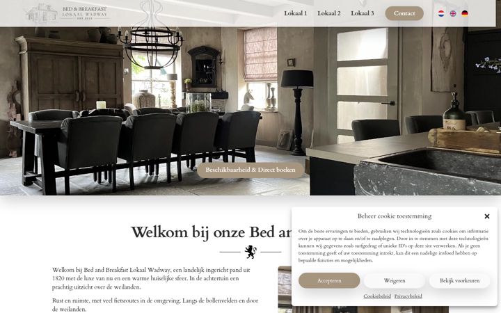 Screenshot of bedandbreakfastlokaalwadway.nl