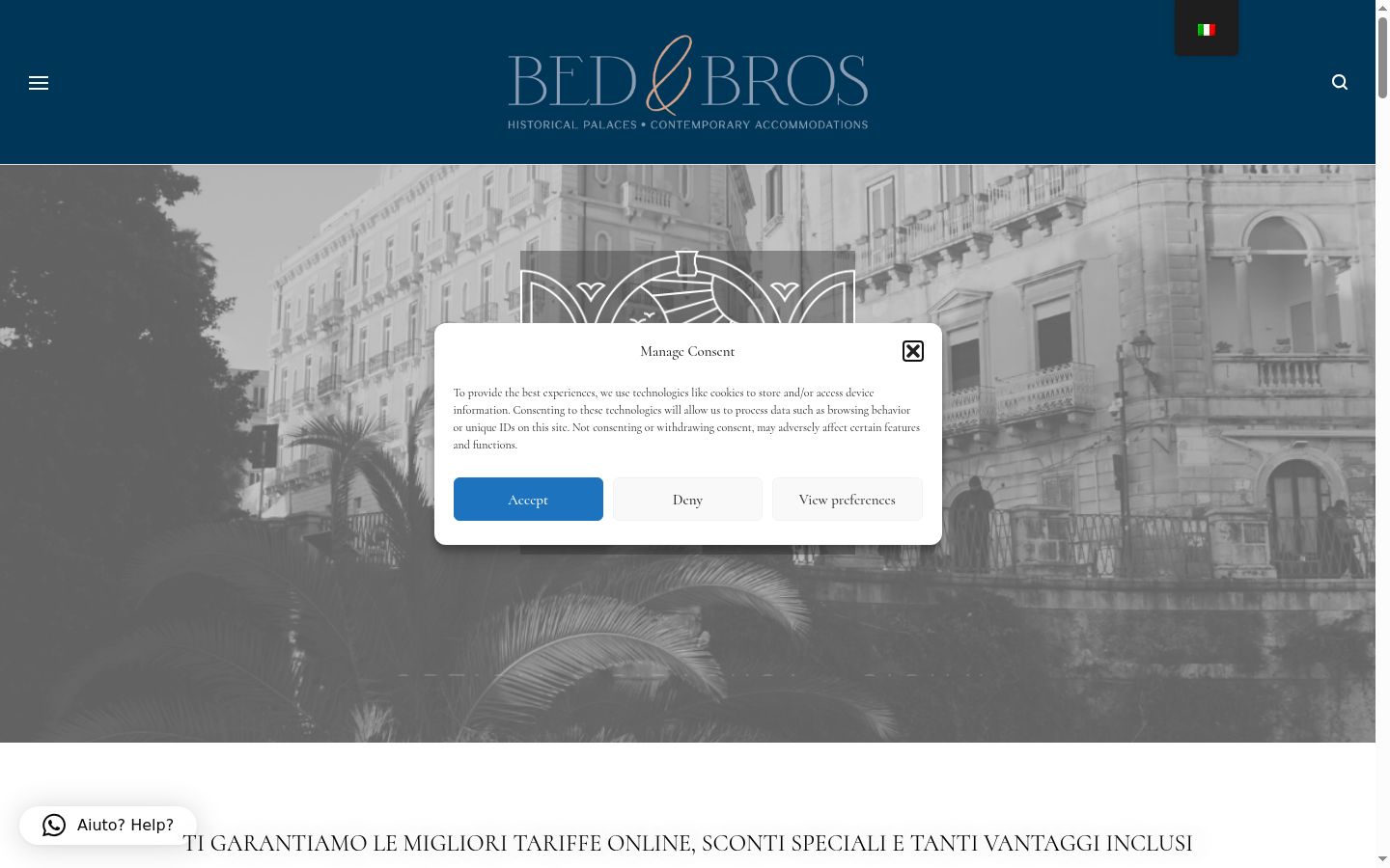 Screenshot del banner di consenso mostrato prima di qualsiasi interazione