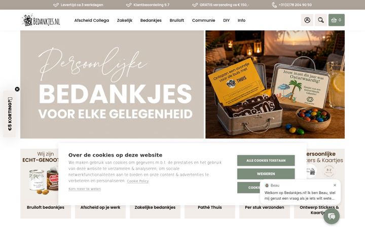 Captura de pantalla de bedankjes.nl