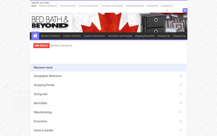 Screenshot of bedbathandbeyondcanada.ca