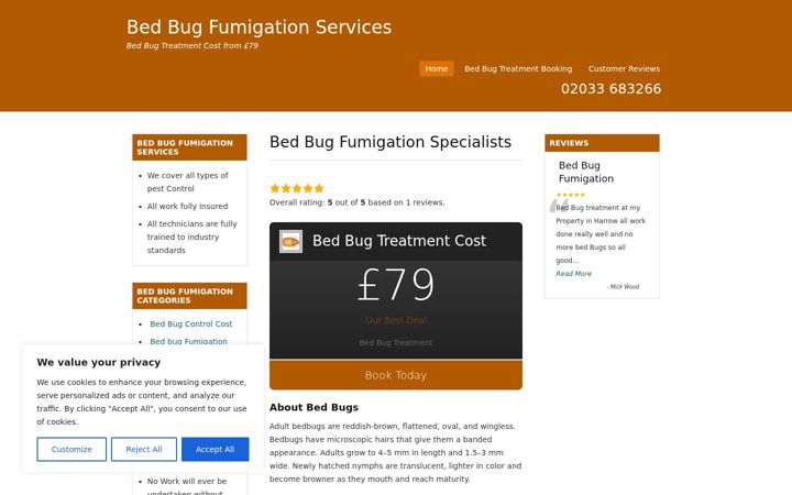 Screenshot of bedbugtreatmentlondon.co.uk
