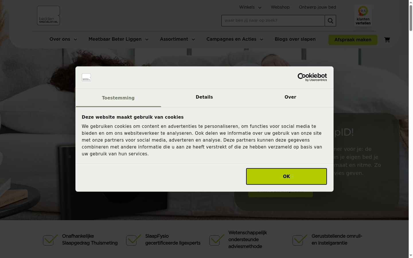 Screenshot del banner di consenso mostrato prima di qualsiasi interazione