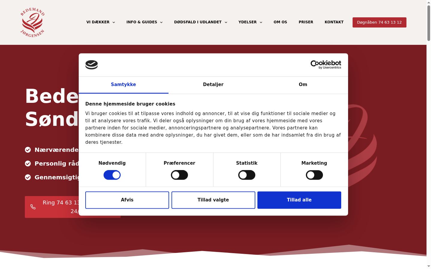Screenshot van de toestemmingsbanner zoals getoond vóór enige interactie