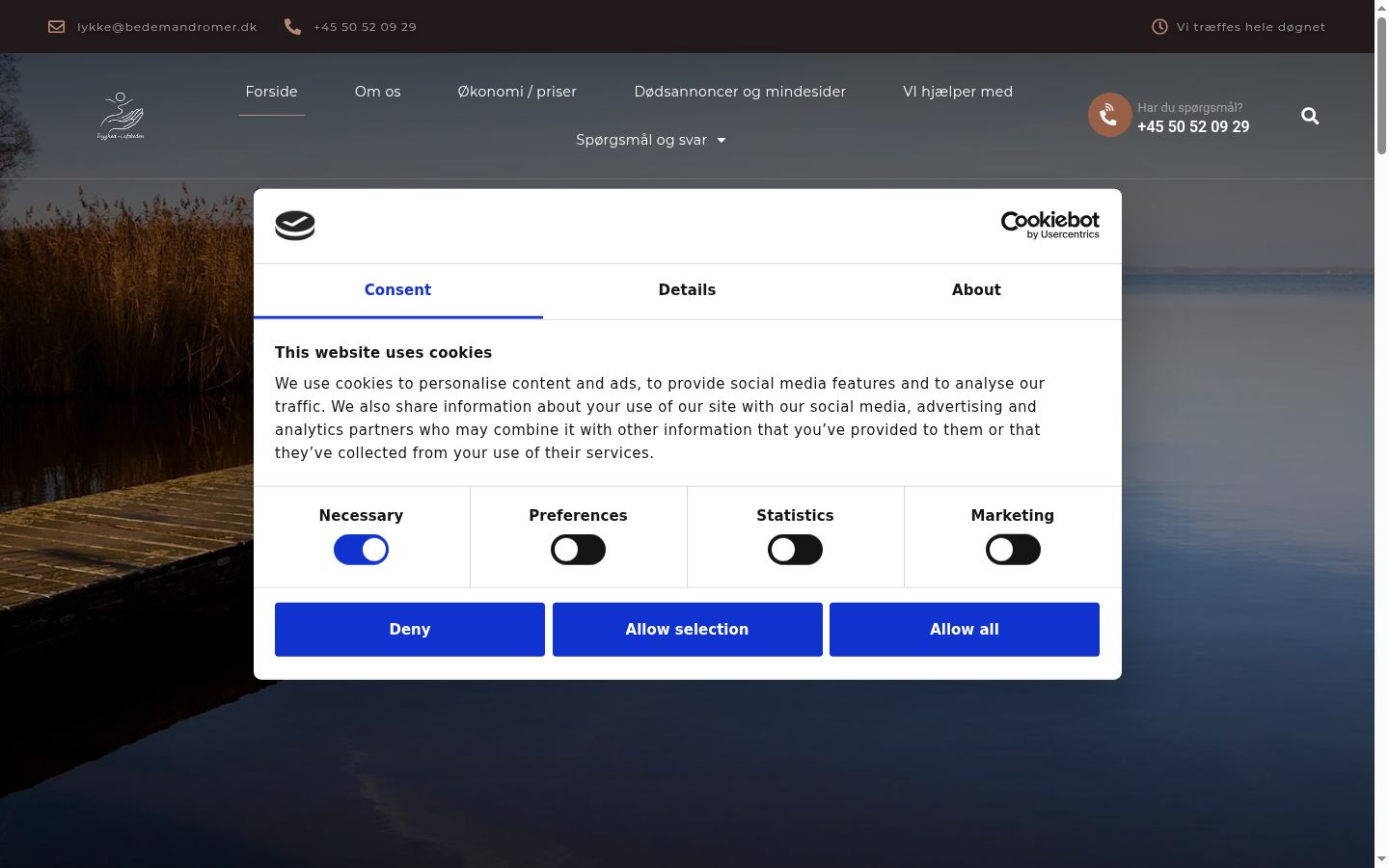 Screenshot of the consent banner shown before any interaction
