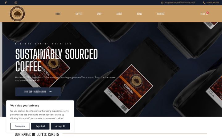 Captura de pantalla de bedfordcoffeeroasters.co.uk
