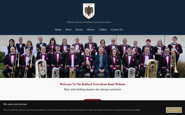 Screenshot von bedfordtownband.org