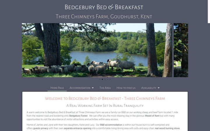 Screenshot of bedgeburybedandbreakfast.co.uk