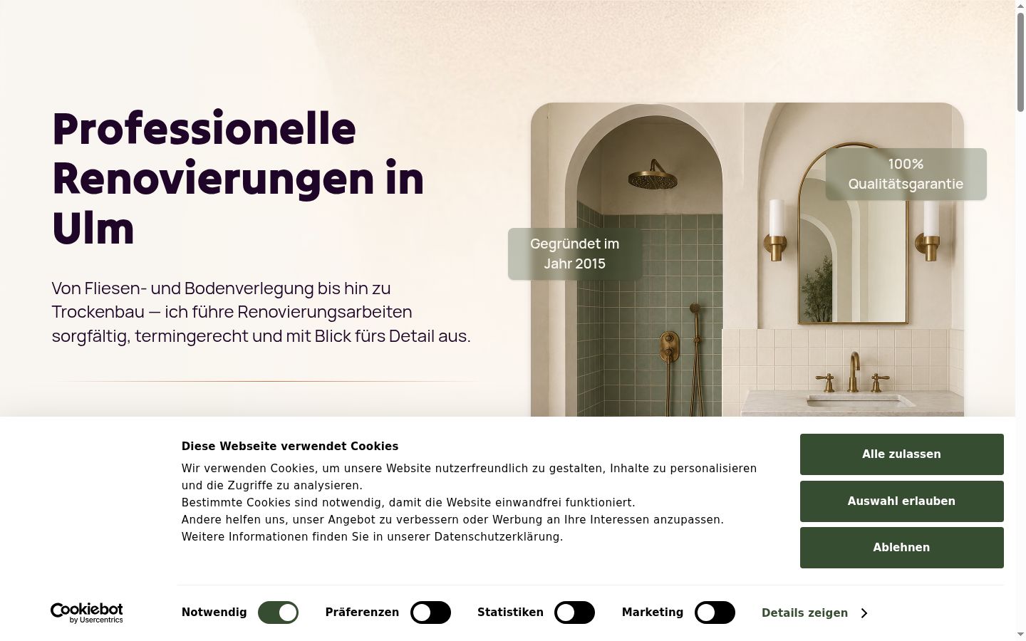 Screenshot of the consent banner shown before any interaction