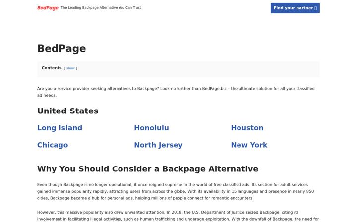 Screenshot of bedpage.biz