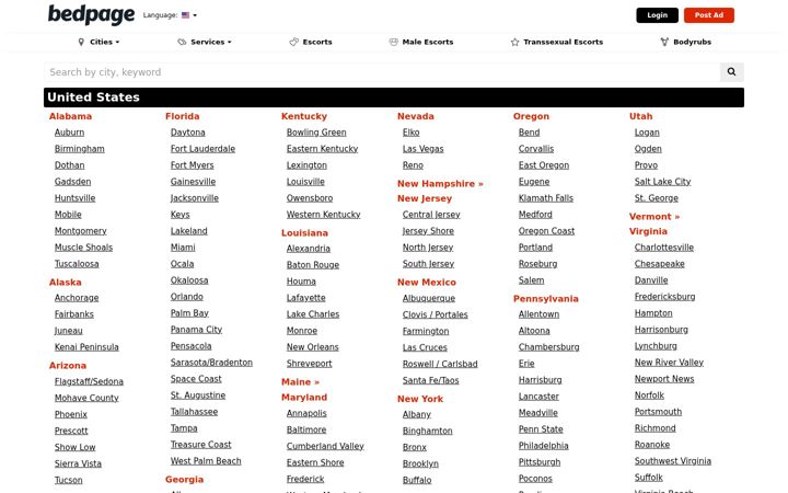 Screenshot von bedpage.com
