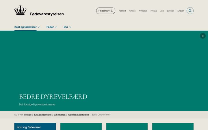 Screenshot of bedre-dyrevelfaerd.dk