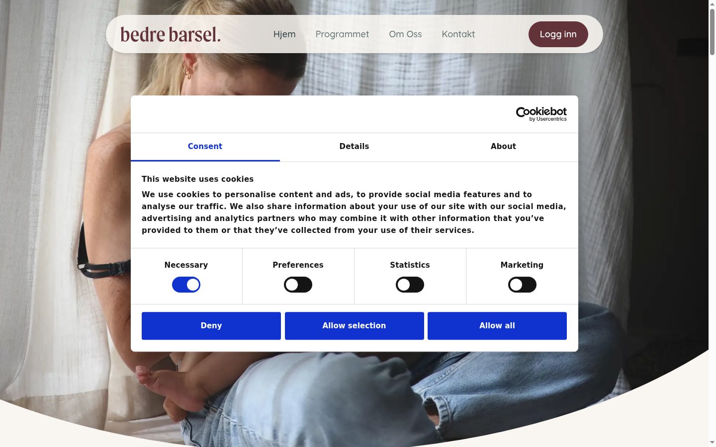 Screenshot of the consent banner shown before any interaction