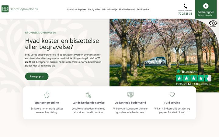 Screenshot of bedrebegravelse.dk