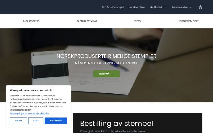Screenshot of bedriftstempel.no