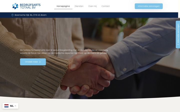 Screenshot of bedrijfsartstotaal.nl