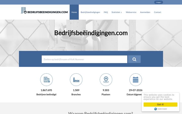 Screenshot of bedrijfsbeeindigingen.com